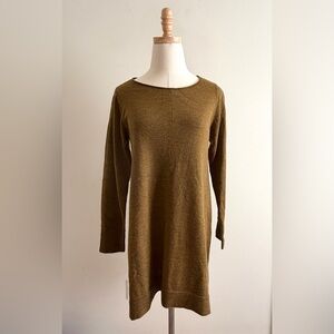 Eileen Fisher 100% Merino Wool Tunic Olive Green Sweater (Size PL)